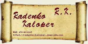 Radenko Kaloper vizit kartica